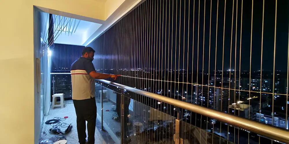 Secure Netting Nylon Coated, Aluminum and Stainless Steel Balcony Invisible Grills in Kothaguda, Prasanthi Nagar and Throughout Hyderabad